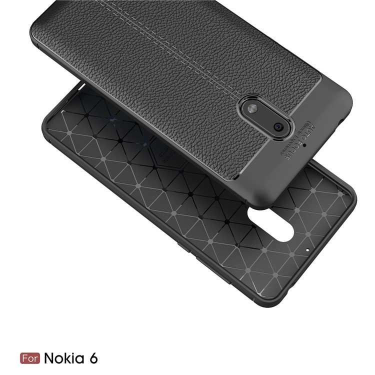 Litchi Grain TPU Cellphone Shell for Nokia 6 - Black-2