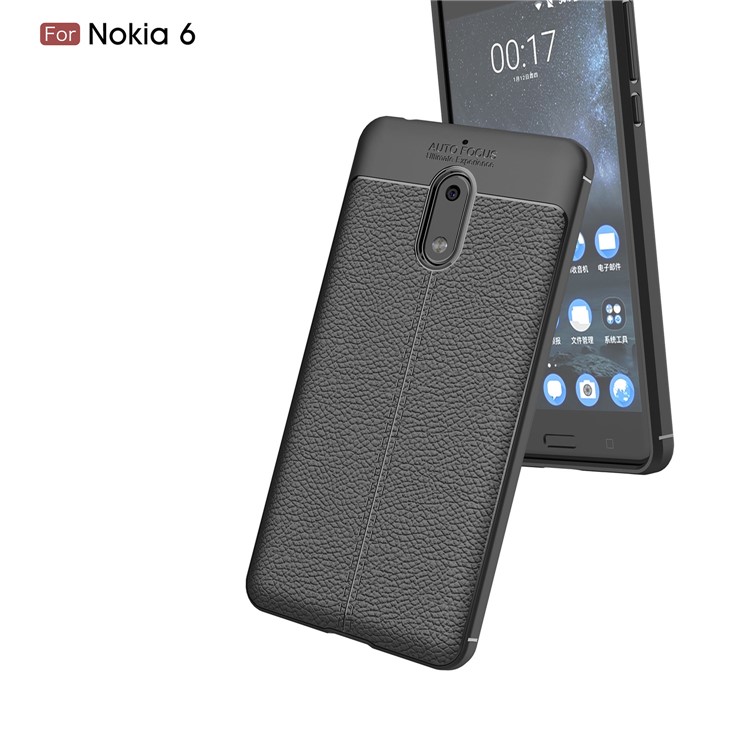 Litchi Grain TPU Cellphone Shell for Nokia 6 - Black-6