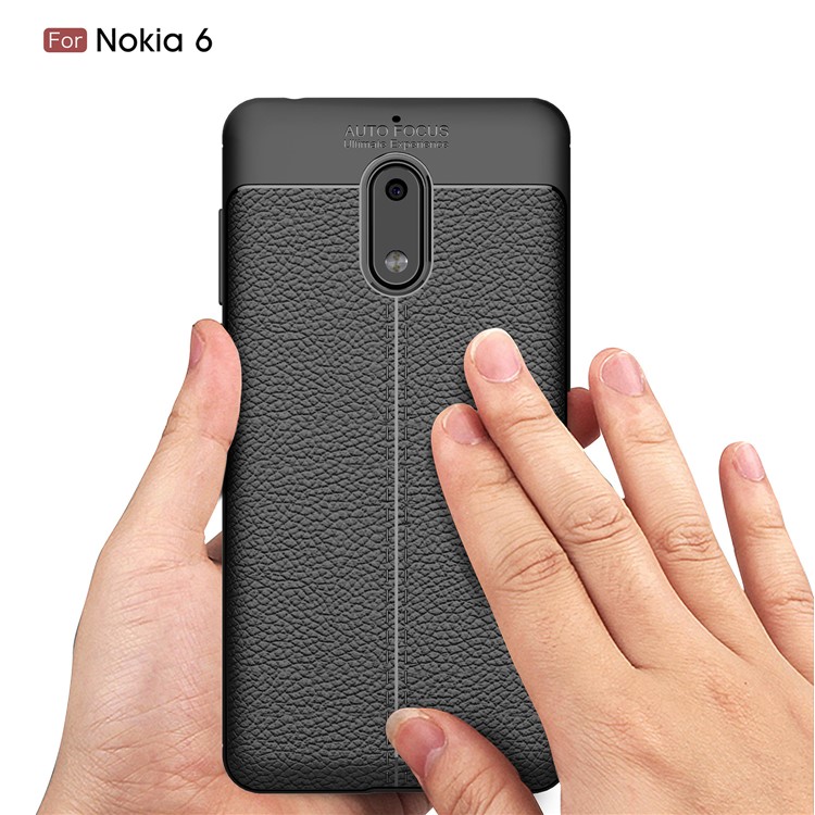 Litchi Grain TPU Cellphone Shell for Nokia 6 - Black-7