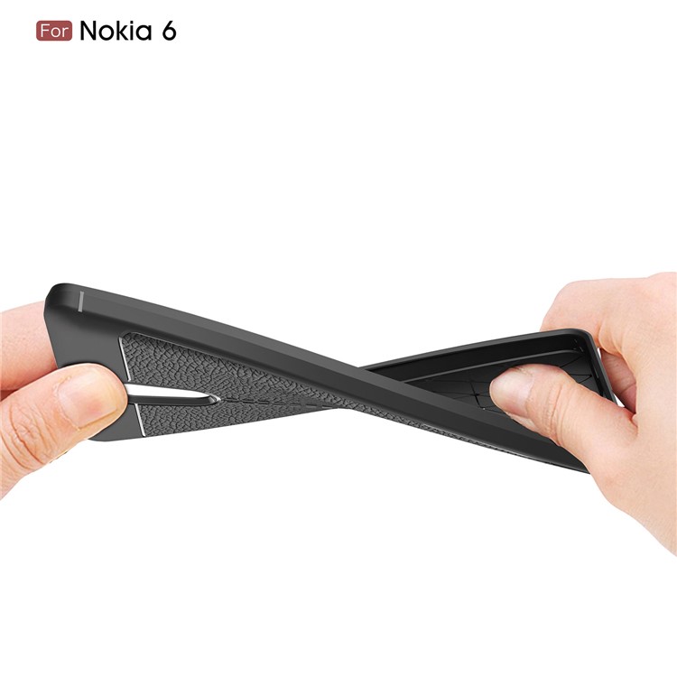 Litchi Grain TPU Cellphone Shell for Nokia 6 - Black-8