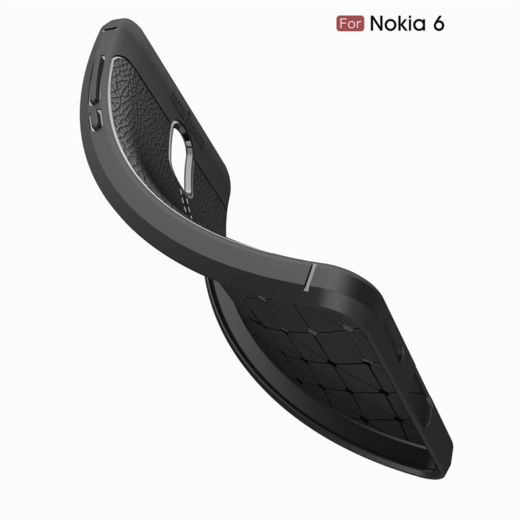 Litchi Grain TPU Cellphone Shell for Nokia 6 - Black-9