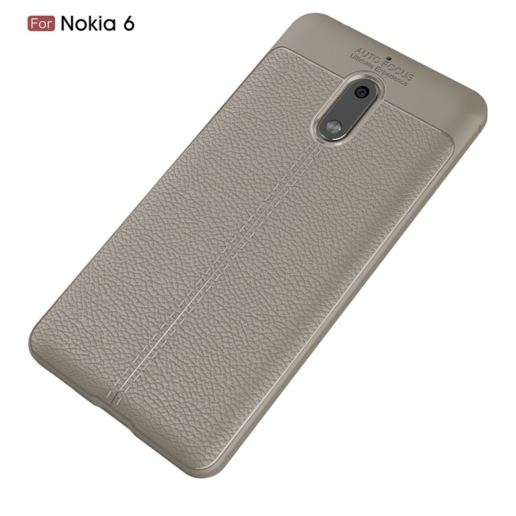 Litchi Grain TPU Mobile Phone Case for Nokia 6 - Grey-2