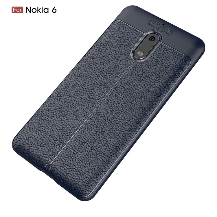 Litchi Grain TPU Casing Cover for Nokia 6 - Blue-2