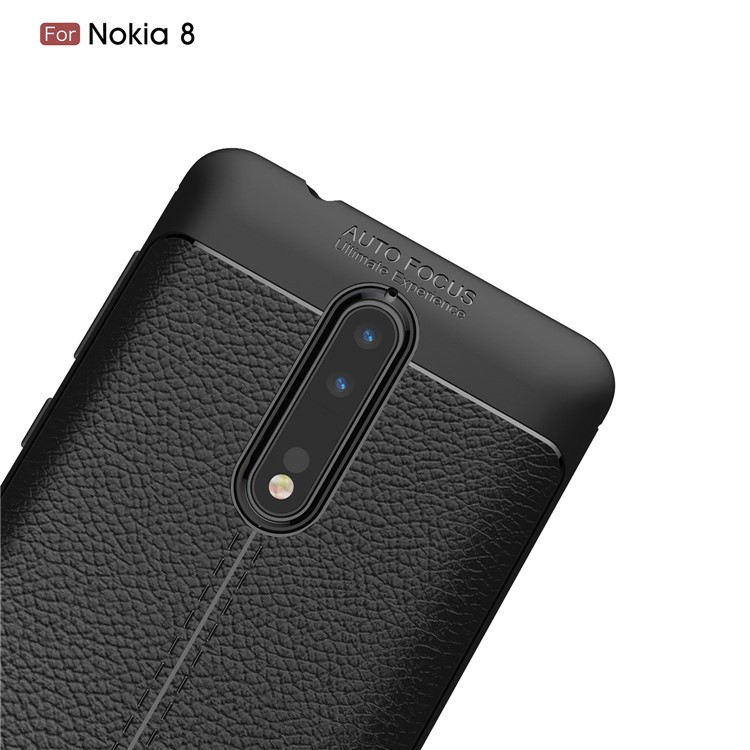 For Nokia 8 Litchi Grain Ultra-thin Soft TPU Cover - Black-5