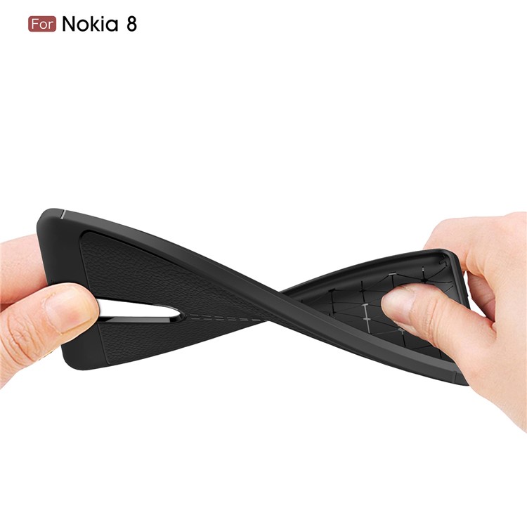 For Nokia 8 Litchi Grain Ultra-thin Soft TPU Cover - Black-8
