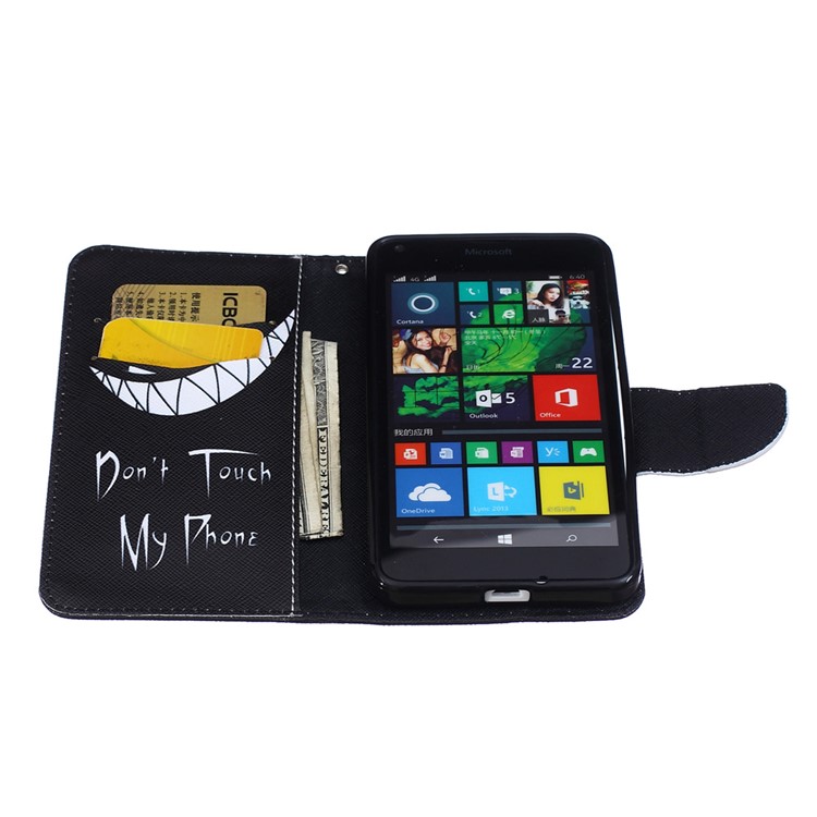For Microsoft Lumia 640 Dual SIM / 640 LTE Patterned Leather Wallet Mobile Case - Ghost and Do Not Touch My Phone-3