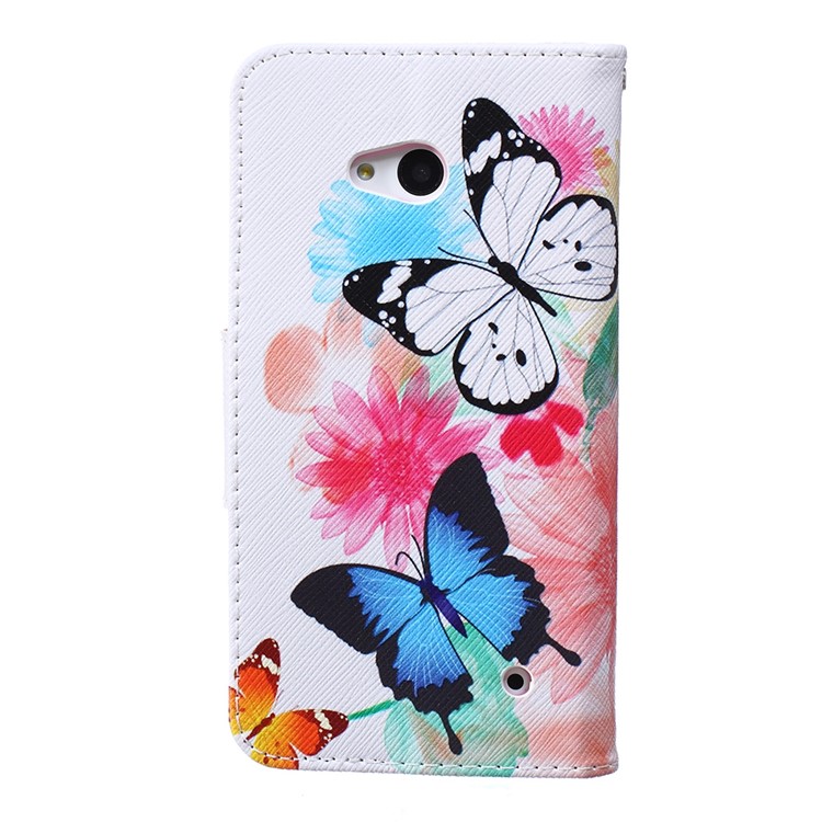 Patterned Leather Wallet Phone Cover for Microsoft Lumia 640 Dual SIM / 640 LTE - Butterflies with Flowers-2
