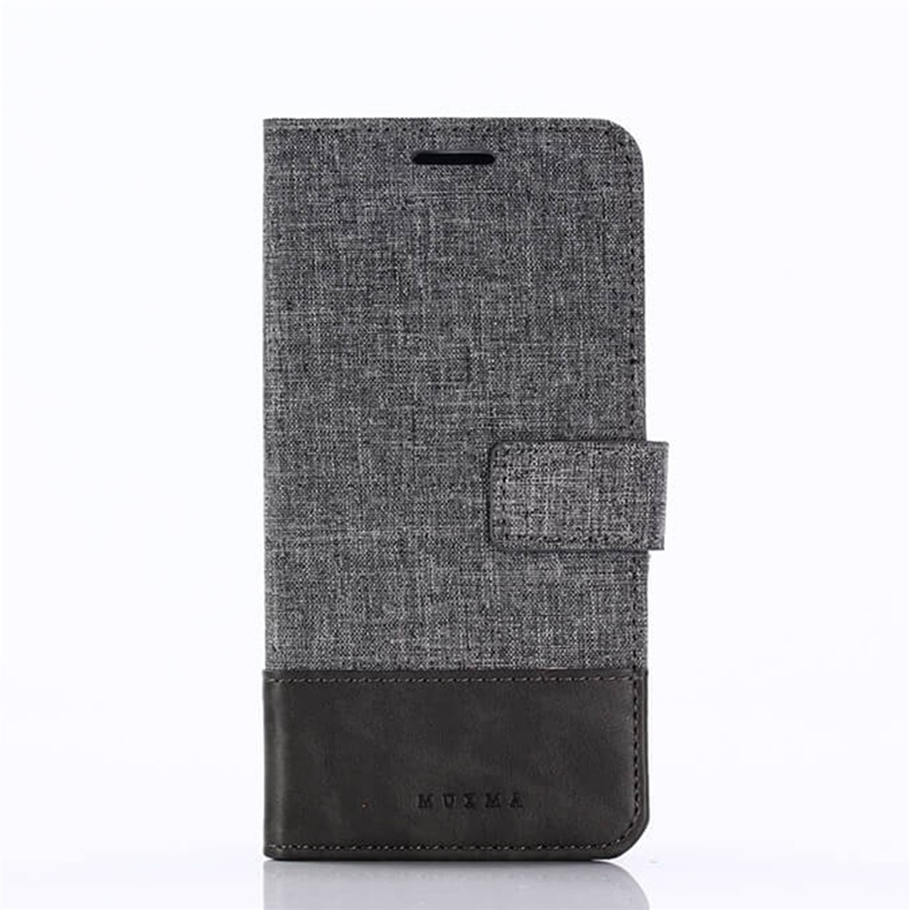 MUXMA Splicing PU Leather Canvas Wallet Phone Case for Nokia 8 - Grey-12