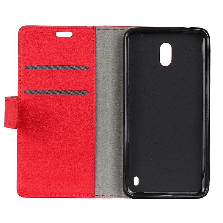 Wallet Magnetic Stand Leather Mobile Phone Cover for Nokia 2 - Red-3