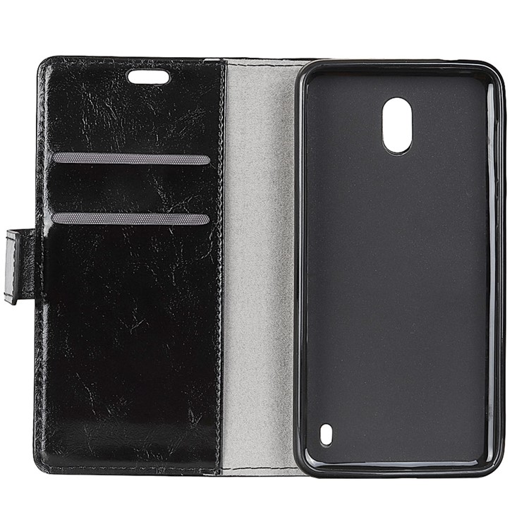 Crazy Horse Magnetic Stand Wallet Leather Mobile Phone Case for Nokia 2 - Black-4