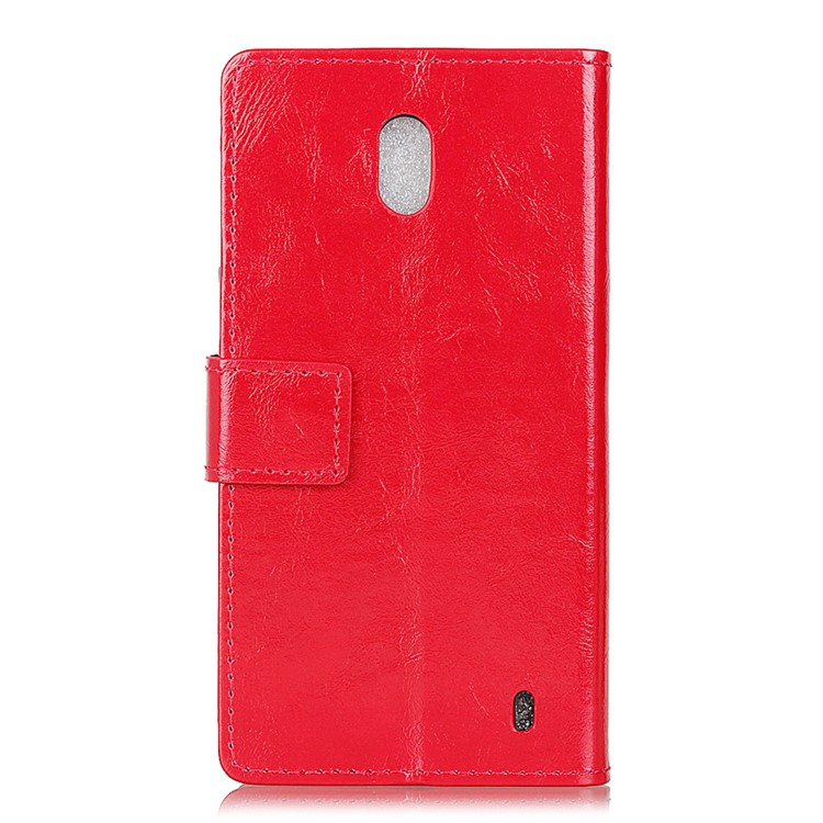 Crazy Horse Magnetic Stand Wallet Leather Mobile Phone Shell for Nokia 2 - Red-2