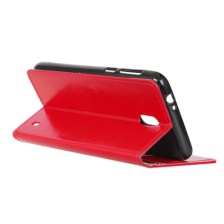 Crazy Horse Magnetic Stand Wallet Leather Mobile Phone Shell for Nokia 2 - Red-5