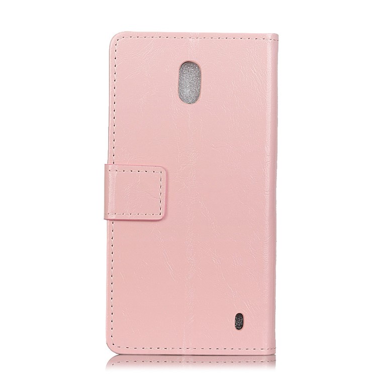 Crazy Horse Magnetic Stand Wallet Leather Cell Phone Case for Nokia 2 - Pink-2