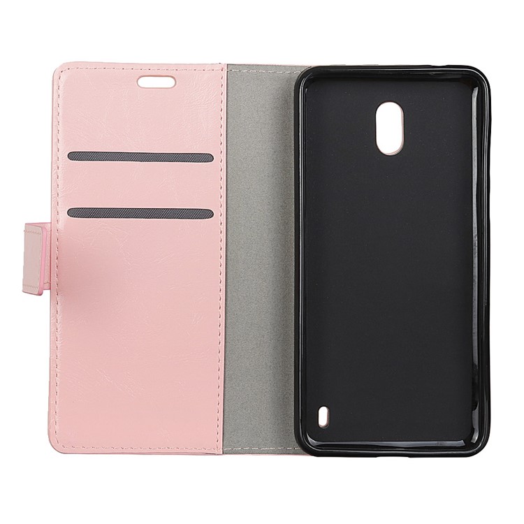 Crazy Horse Magnetic Stand Wallet Leather Cell Phone Case for Nokia 2 - Pink-4