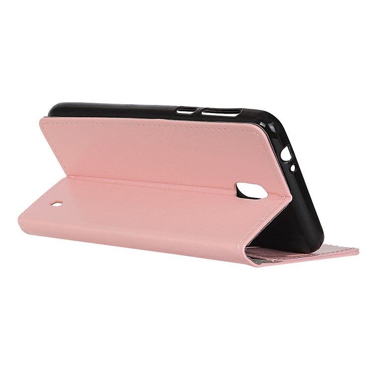 Crazy Horse Magnetic Stand Wallet Leather Cell Phone Case for Nokia 2 - Pink-5
