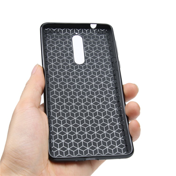 Carbon Fiber Skin Soft TPU Protective Case Accessory for Nokia 8 - Black-2