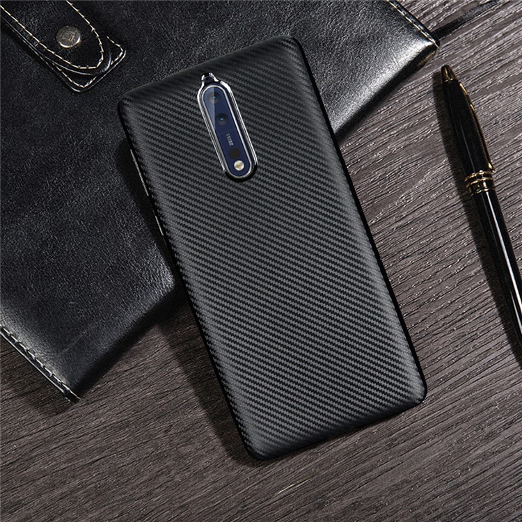 Carbon Fiber Skin Soft TPU Protective Case Accessory for Nokia 8 - Black-4