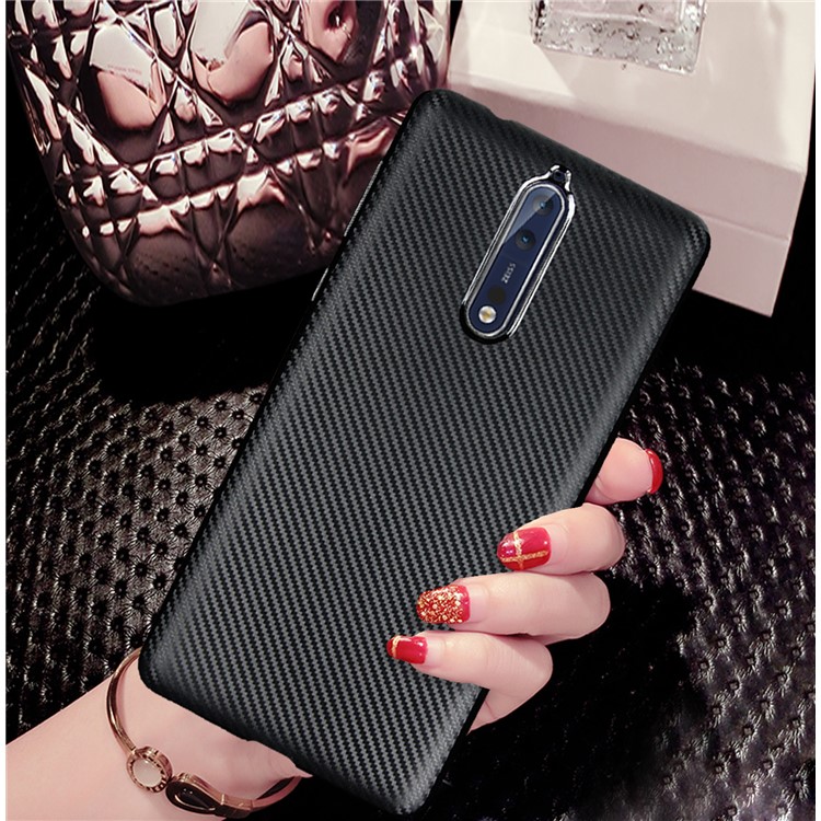 Carbon Fiber Skin Soft TPU Protective Case Accessory for Nokia 8 - Black-7