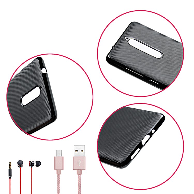 Carbon Fiber Skin Soft TPU Protective Case Accessory for Nokia 8 - Black-8