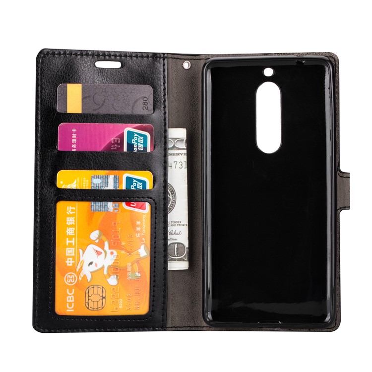 BTRCASE Crazy Horse Wallet Leather Stand Case for Nokia 8 - Black-5