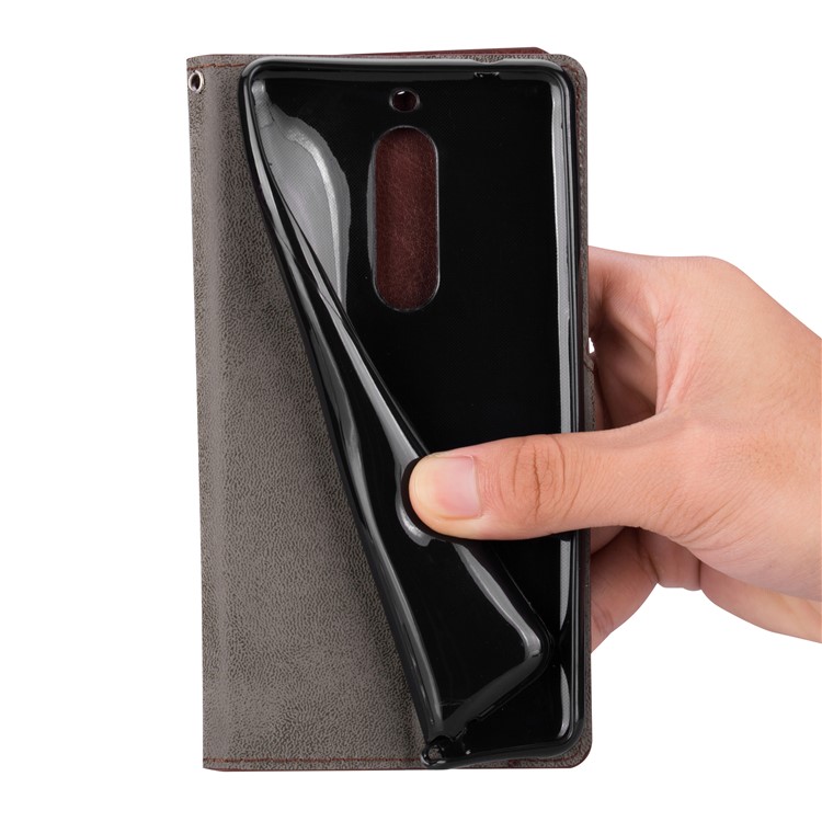 BTRCASE Crazy Horse Wallet Leather Stand Case for Nokia 8 - Black-6