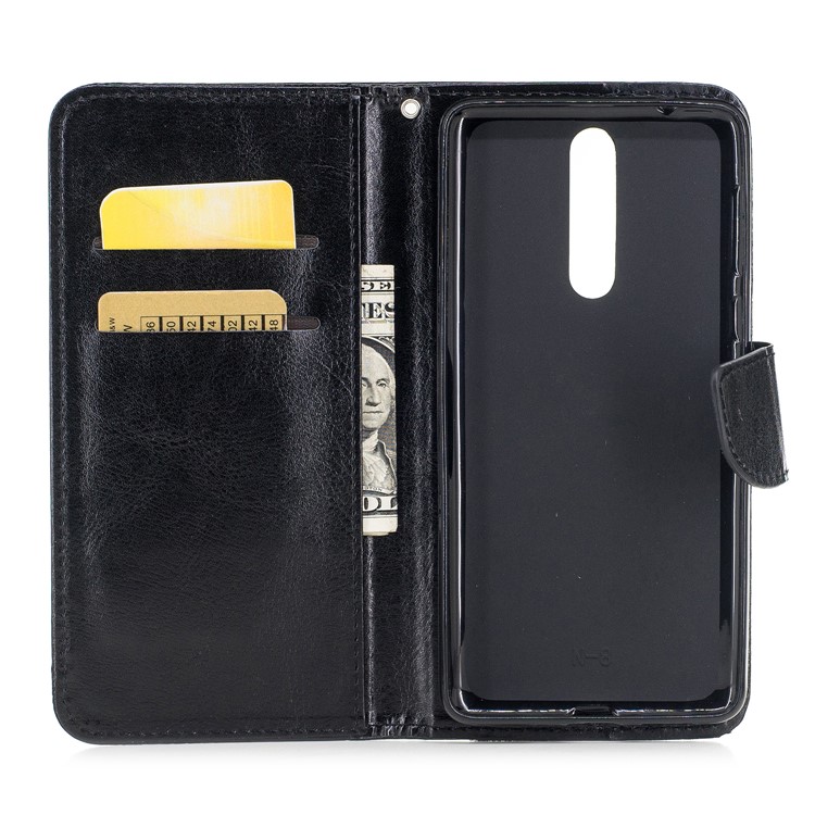 Wallet Leather Stand Case for Nokia 8 - Black-7