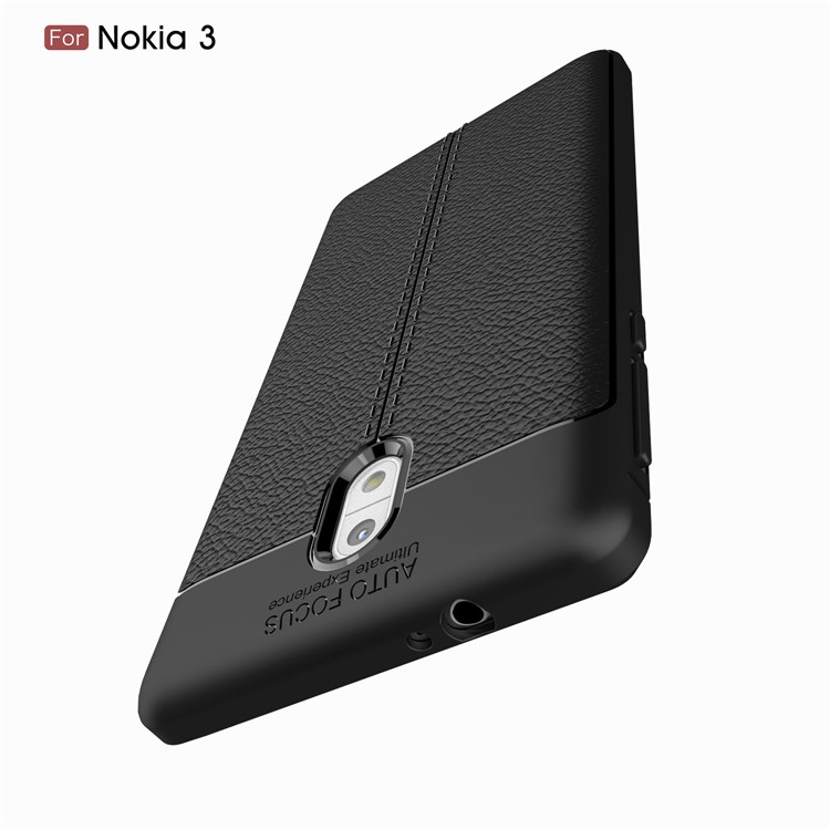 Litchi Grain Soft TPU Mobile Phone Cover for Nokia 3 - Black-10