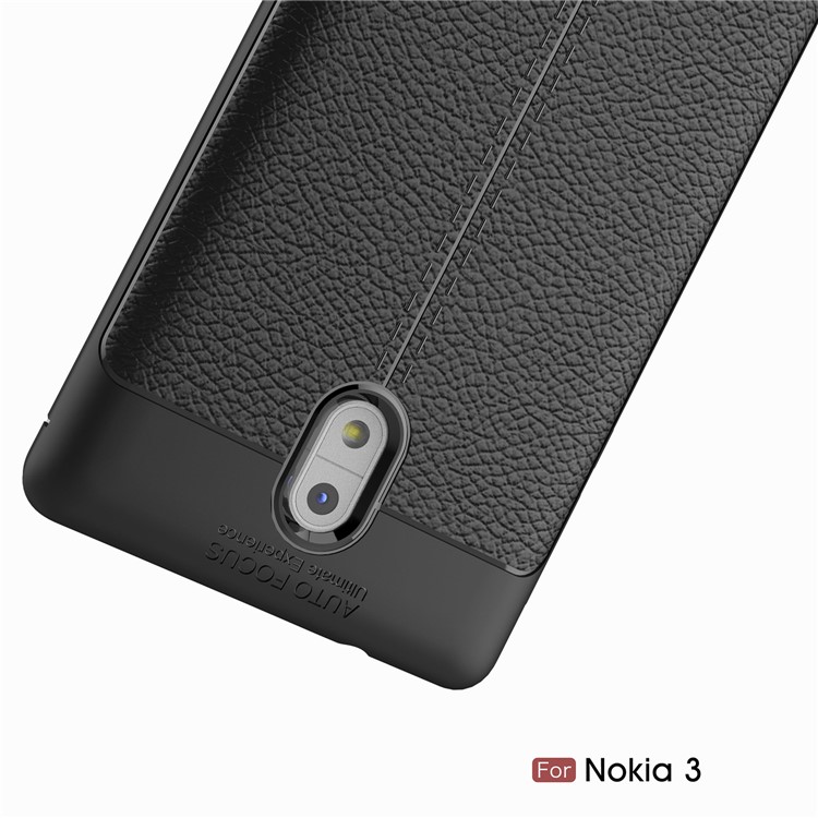 Litchi Grain Soft TPU Mobile Phone Cover for Nokia 3 - Black-11
