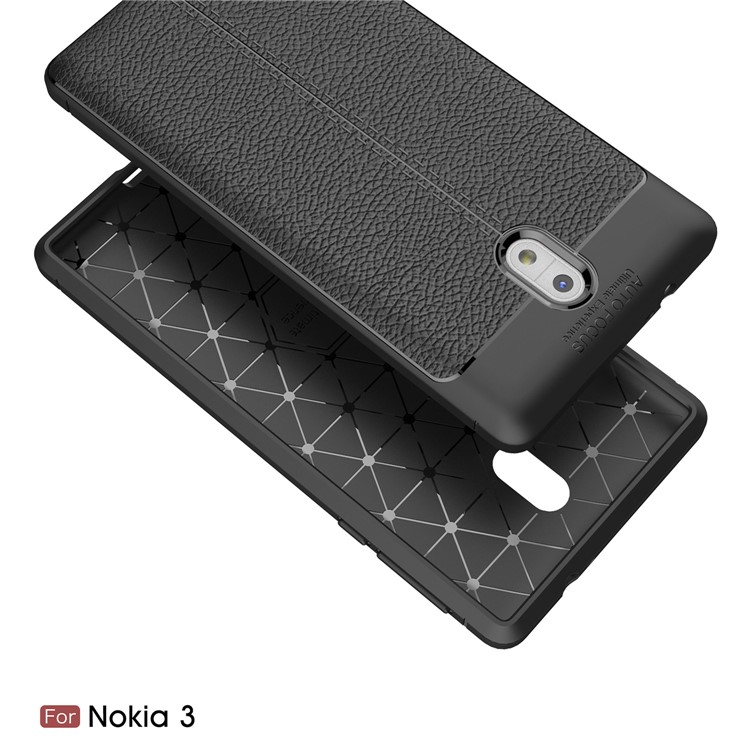 Litchi Grain Soft TPU Mobile Phone Cover for Nokia 3 - Black-2
