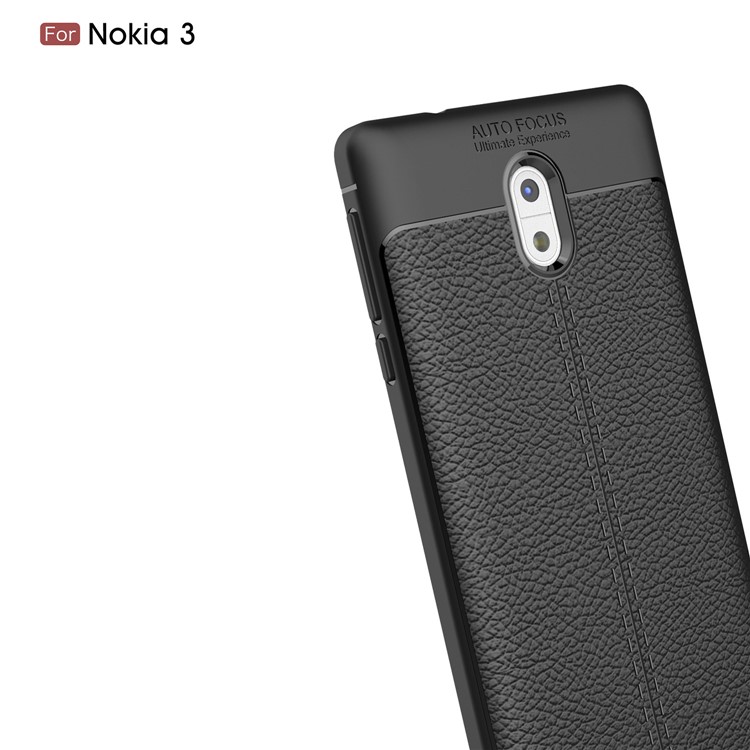 Litchi Grain Soft TPU Mobile Phone Cover for Nokia 3 - Black-3