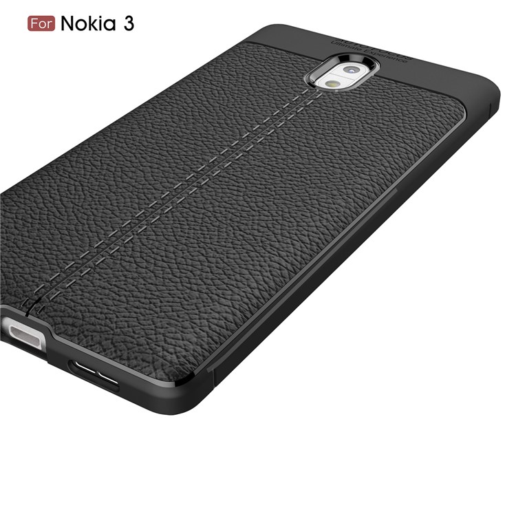 Litchi Grain Soft TPU Mobile Phone Cover for Nokia 3 - Black-4