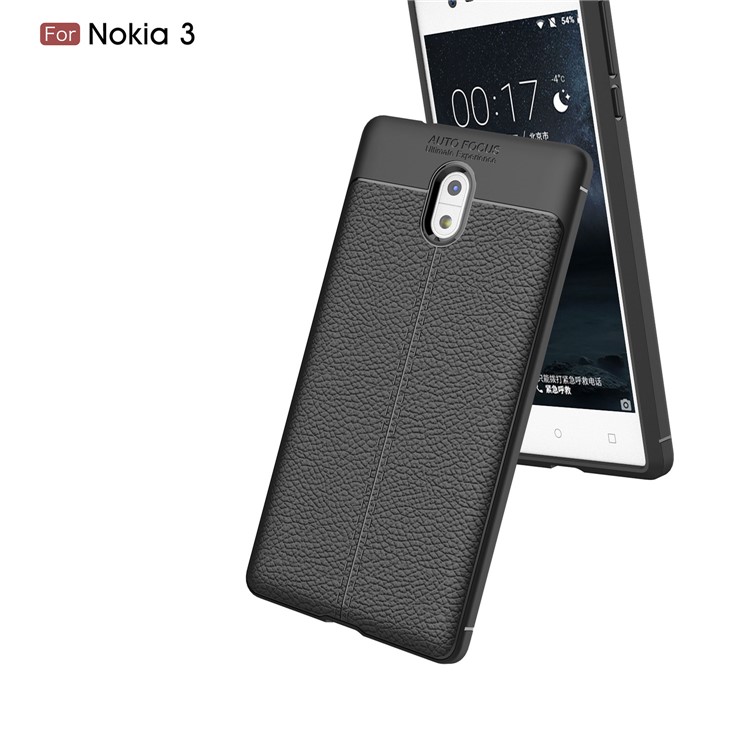 Litchi Grain Soft TPU Mobile Phone Cover for Nokia 3 - Black-6