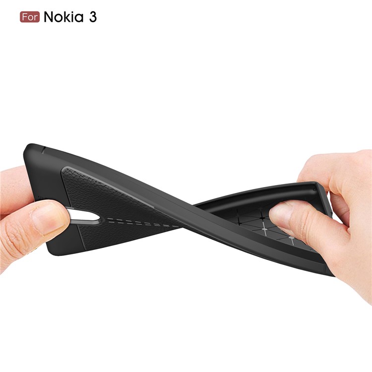 Litchi Grain Soft TPU Mobile Phone Cover for Nokia 3 - Black-8