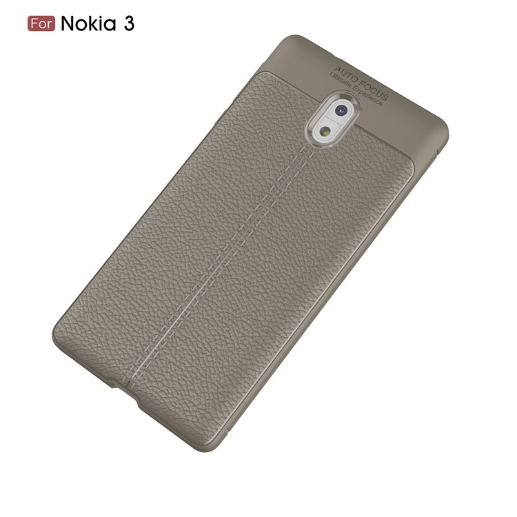 Litchi Grain Soft TPU Mobile Phone Case for Nokia 3 - Grey-2