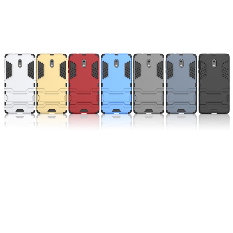 Shockproof PC + TPU Hybrid Kickstand Phone Case for Nokia 3 - Black-3