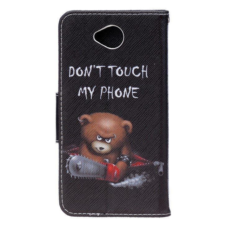 Patterned Wallet Leather Case for Microsoft Lumia 650 / Dual SIM - Bear and Do Not Touch My Phone-2
