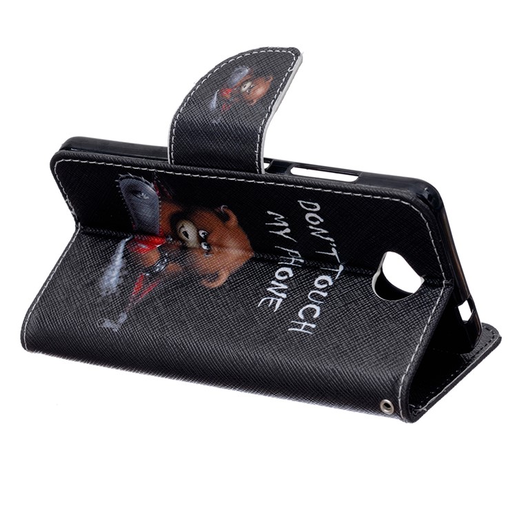 Patterned Wallet Leather Case for Microsoft Lumia 650 / Dual SIM - Bear and Do Not Touch My Phone-3