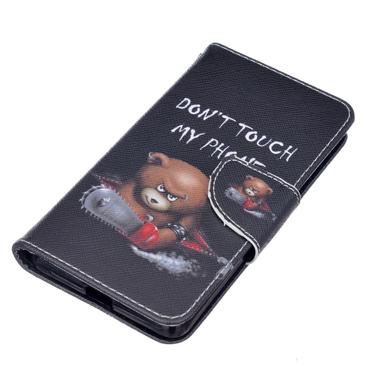 Patterned Wallet Leather Case for Microsoft Lumia 650 / Dual SIM - Bear and Do Not Touch My Phone-5
