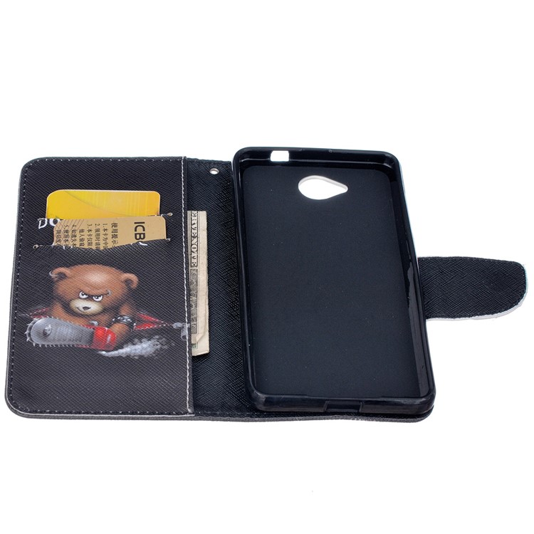 Patterned Wallet Leather Case for Microsoft Lumia 650 / Dual SIM - Bear and Do Not Touch My Phone-6
