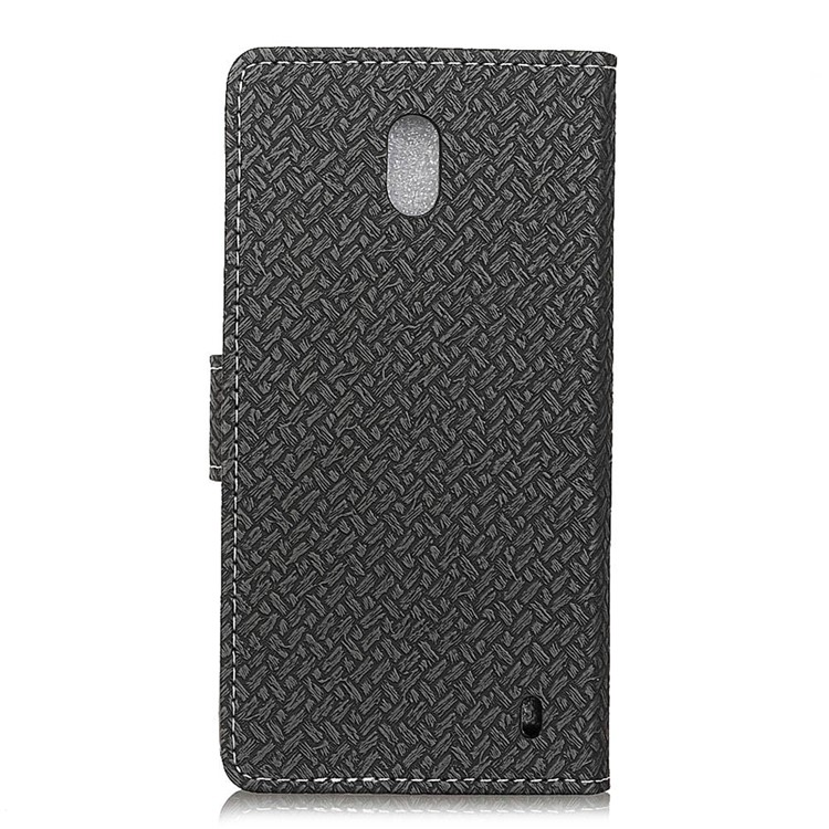 Woven Texture Wallet Magnetic Leather Cell Phone Case with Stand for Nokia 2 - Black-2