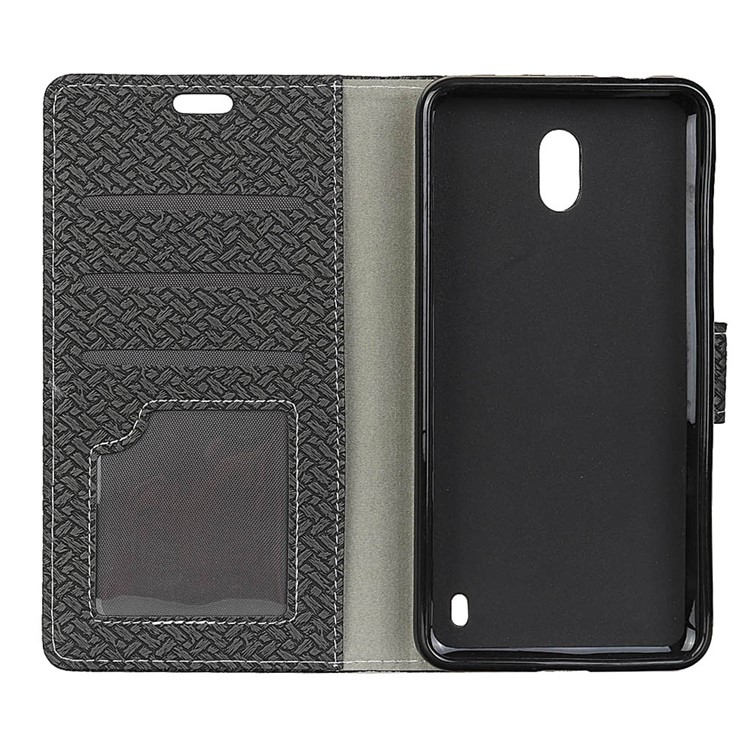 Woven Texture Wallet Magnetic Leather Cell Phone Case with Stand for Nokia 2 - Black-3