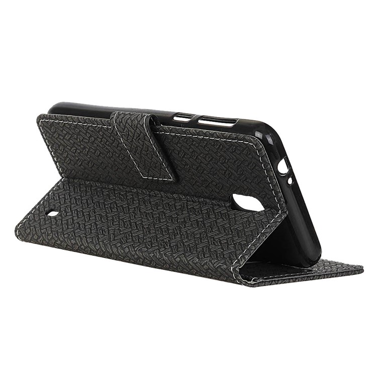 Woven Texture Wallet Magnetic Leather Cell Phone Case with Stand for Nokia 2 - Black-4