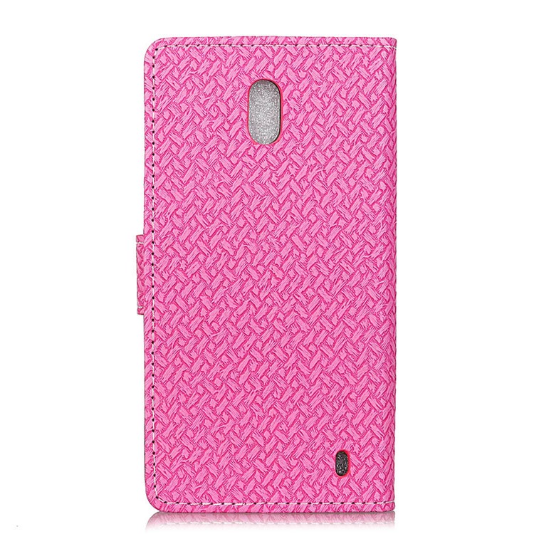 Woven Texture Wallet Magnetic Leather Cell Phone Casing with Stand for Nokia 2 - Rose-2
