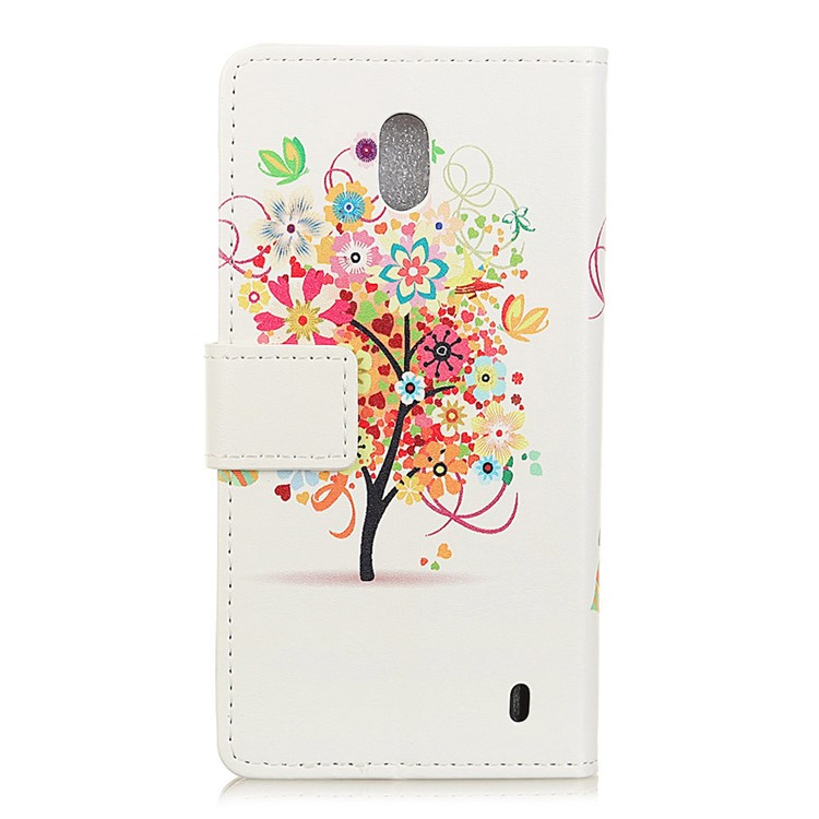 Pattern Printing PU Leather Stand Wallet Shell for Nokia 2 - Flower Tree-3