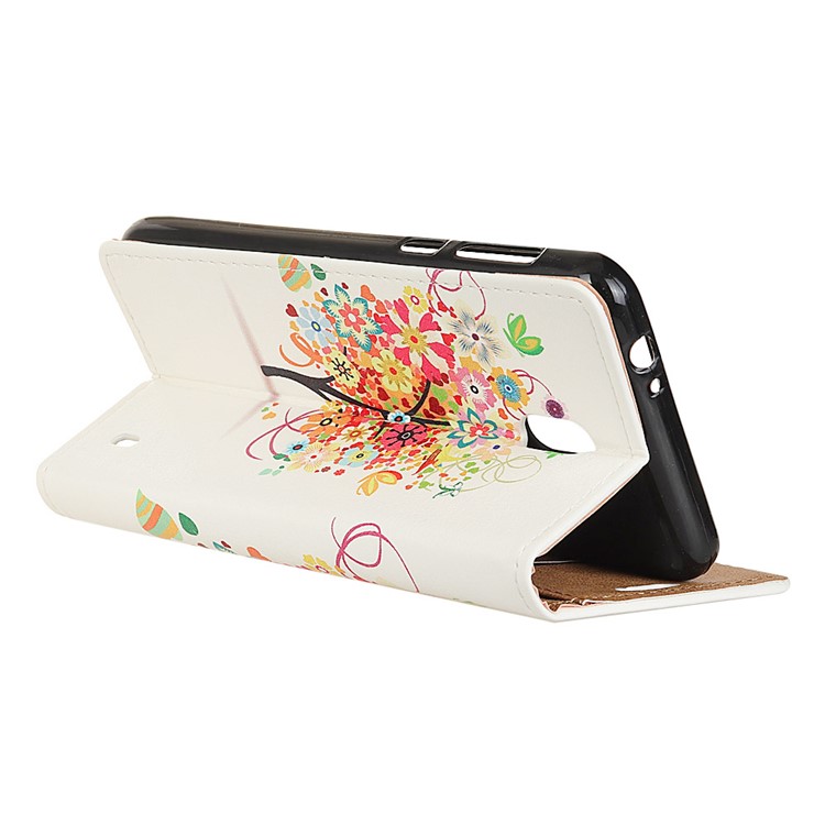 Pattern Printing PU Leather Stand Wallet Shell for Nokia 2 - Flower Tree-4