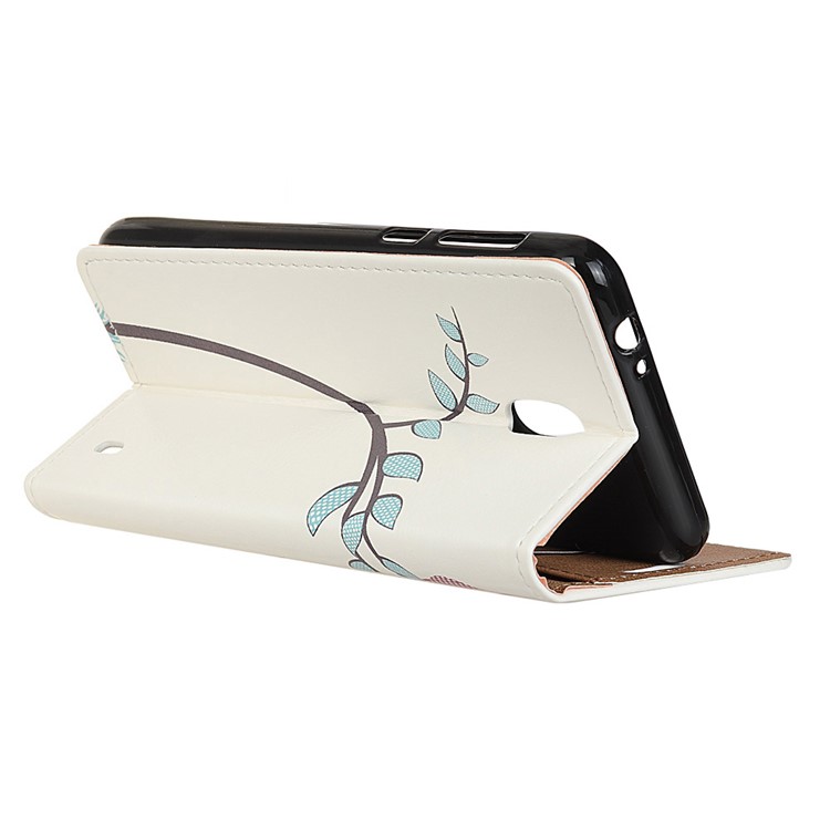 Pattern Printing PU Leather Protection Cellphone Cover with Card Slots for Nokia 2 - Two Owls on the Branch-3
