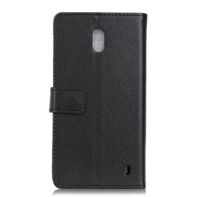 Lychee Skin Wallet Leather Folio Case for Nokia 2 - Black-3