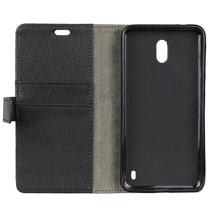 Lychee Skin Wallet Leather Folio Case for Nokia 2 - Black-5