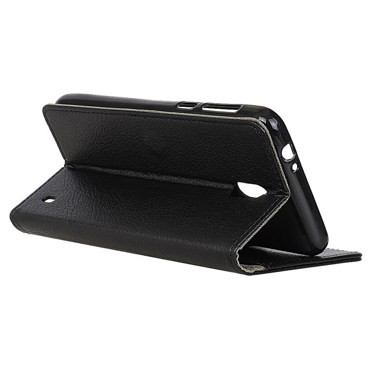 Lychee Skin Wallet Leather Folio Case for Nokia 2 - Black-6