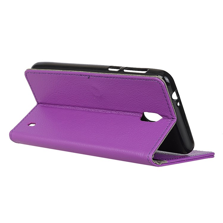 Lychee Skin Wallet Leather Folio Mobile Phone Case for Nokia 2 - Purple-6